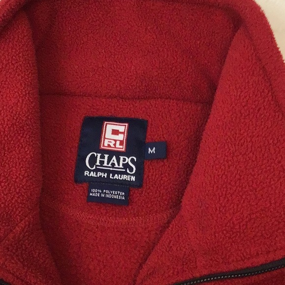 Chaps Ralph Lauren Vintage Zip Up Red Fleecee - Picture 2 of 9